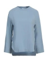 Alpha Studio Woman T-shirt Sky Blue Size 10 Cotton, Elastane