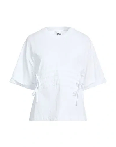 Alpha Studio Woman T-shirt White Size 10 Cotton, Elastane