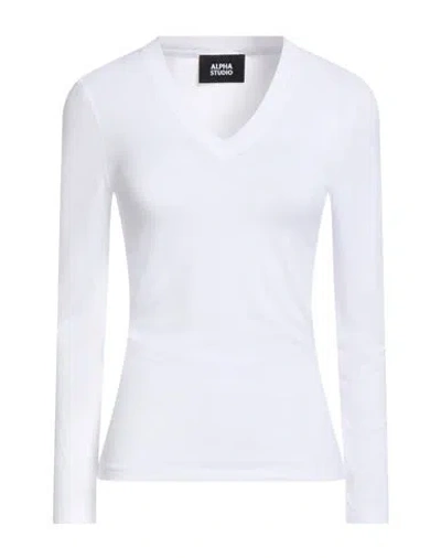 Alpha Studio Woman T-shirt White Size 10 Viscose, Elastane