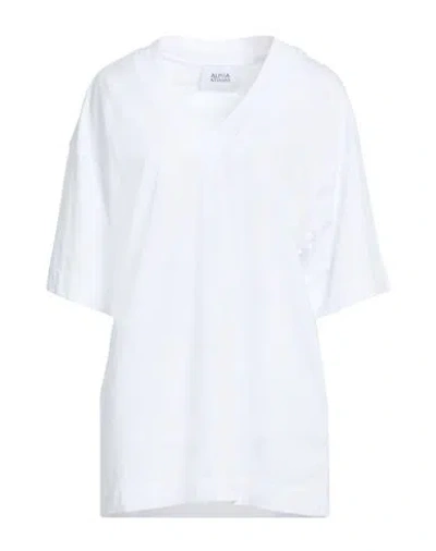 Alpha Studio Woman T-shirt White Size 12 Cotton, Elastane