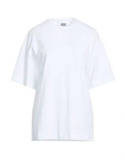 Alpha Studio Woman T-shirt White Size 12 Cotton, Elastane