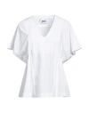 Alpha Studio Woman T-shirt White Size 8 Cotton, Elastane In White