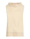 Alpha Studio Woman Top Beige Size 14 Cotton, Elastane In Beige