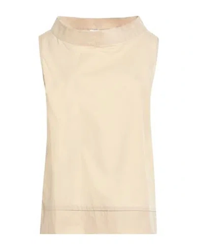 Alpha Studio Woman Top Beige Size 14 Cotton, Elastane