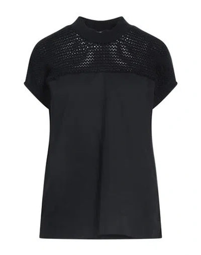 Alpha Studio Woman Top Black Size 6 Cotton, Polyamide
