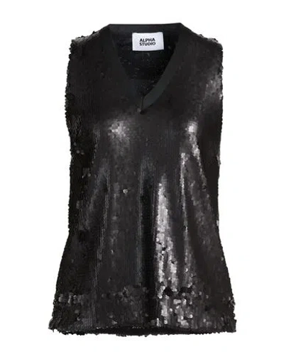 Alpha Studio Woman Top Black Size 10 Polyester