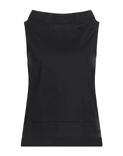 Alpha Studio Woman Top Black Size 12 Cotton, Elastane