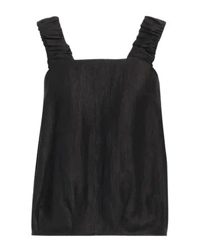 Alpha Studio Woman Top Black Size 4 Linen, Polyamide In Black