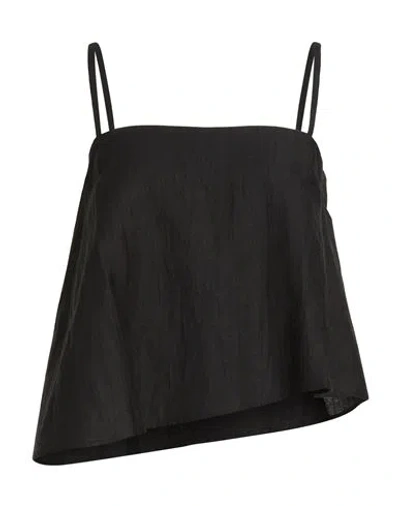 Alpha Studio Woman Top Black Size 4 Linen, Viscose, Polyamide