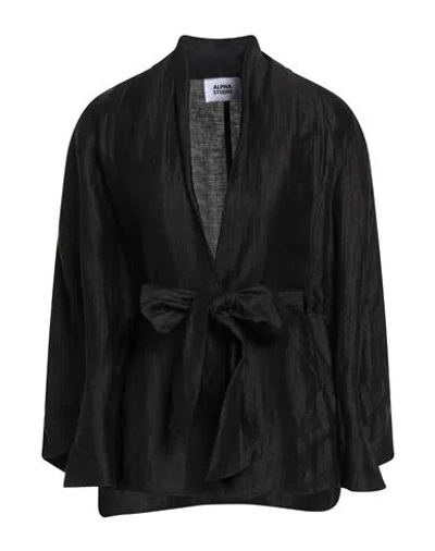 Alpha Studio Woman Top Black Size 8 Linen, Polyamide