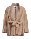 Alpha Studio Woman Top Camel Size 8 Linen, Polyamide In Beige