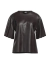 Alpha Studio Woman Top Dark Brown Size 4 Polyester, Polyurethane Resin