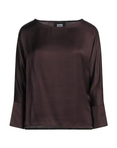 Alpha Studio Woman Top Dark Purple Size 8 Viscose