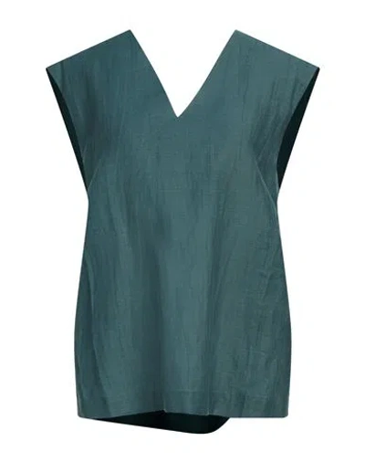 Alpha Studio Woman Top Deep Teal Size 10 Linen, Viscose, Polyamide In Green
