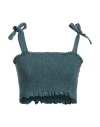 Alpha Studio Woman Top Deep Jade Size 6 Ramie In Green