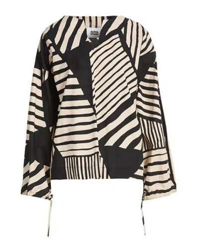 Alpha Studio Woman Top Ivory Size 6 Cotton In Black
