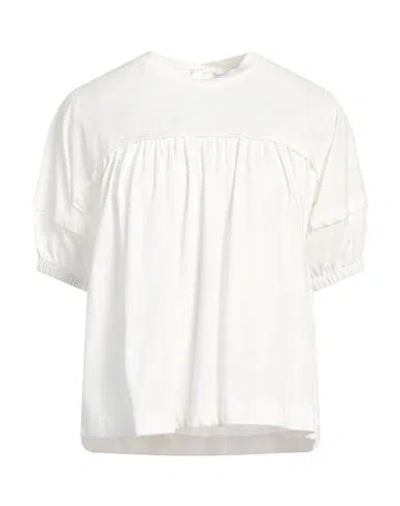 Alpha Studio Woman Top Ivory Size 8 Cotton, Elastane In White