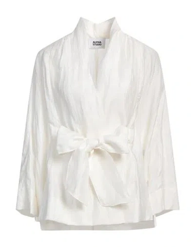 Alpha Studio Woman Top Ivory Size 8 Linen, Polyamide In White