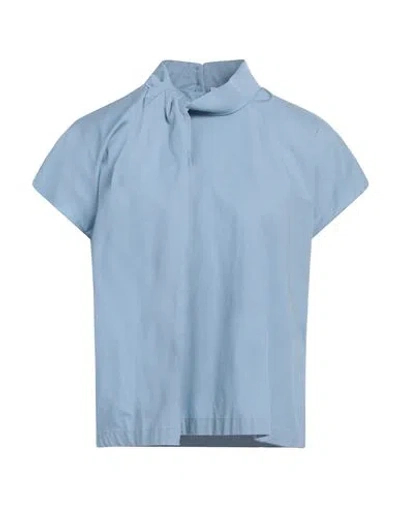 Alpha Studio Woman Top Light Blue Size 10 Cotton, Elastane