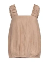 Alpha Studio Woman Top Light Brown Size 8 Linen, Polyamide In Beige
