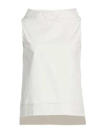 Alpha Studio Woman Top Light Grey Size 10 Cotton, Elastane In White