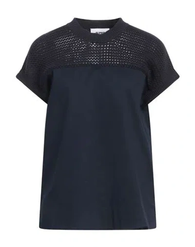 Alpha Studio Woman Top Midnight Blue Size 6 Cotton, Polyamide