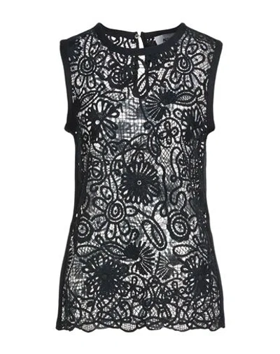 Alpha Studio Woman Top Midnight Blue Size 6 Polyester