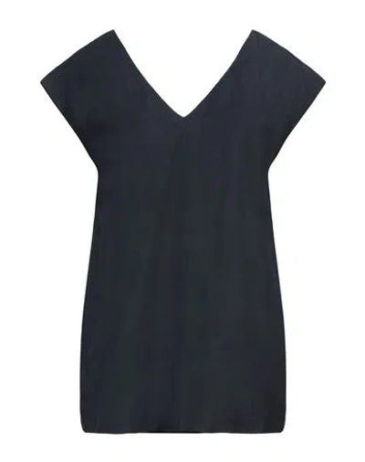 Alpha Studio Woman Top Navy Blue Size 10 Linen, Viscose, Polyamide In Navy Blue