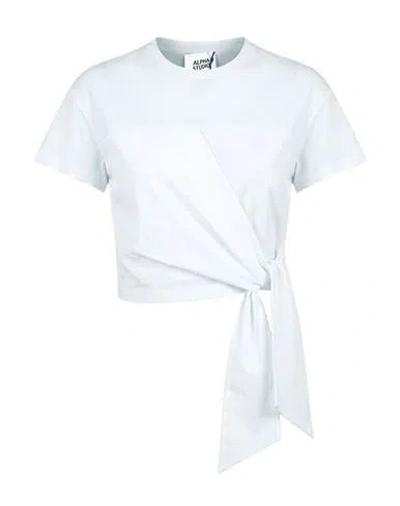 Alpha Studio Woman Top White Size 2 Cotton, Elastane