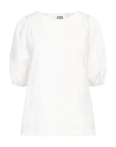 Alpha Studio Woman Top White Size 10 Cotton, Elastane