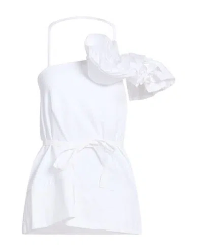 Alpha Studio Woman Top White Size 6 Cotton, Elastane