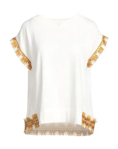 Alpha Studio Woman Top White Size 6 Cotton, Polyester
