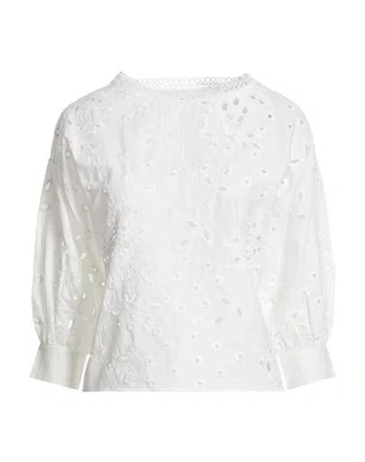 Alpha Studio Woman Top White Size 8 Cotton, Elastane