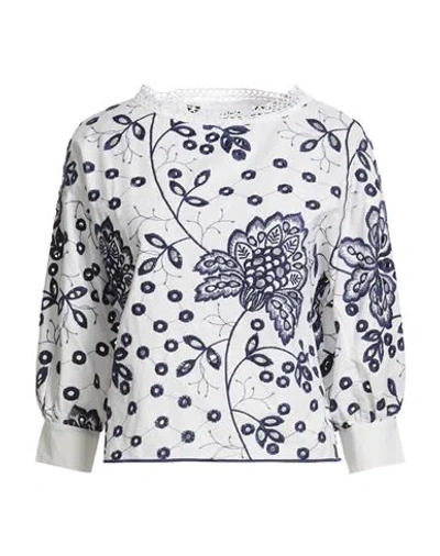 Alpha Studio Woman Top White Size 8 Cotton, Elastane In Multi