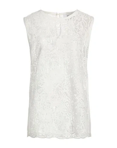 Alpha Studio Woman Top White Size 8 Polyester