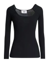 Alpha Studio Woman T-shirt Black Size 10 Cotton, Elastane