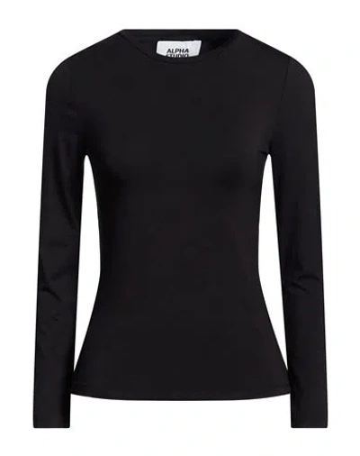 Alpha Studio Woman T-shirt Black Size 10 Viscose, Elastane