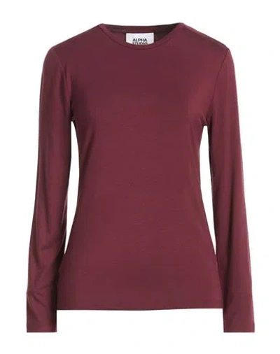 Alpha Studio Woman T-shirt Burgundy Size 10 Viscose, Elastane In Red