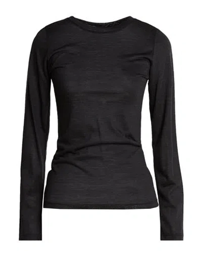 Alpha Studio Woman T-shirt Charcoal Size 4 Wool In Black