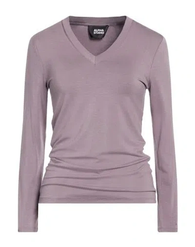 Alpha Studio Woman T-shirt Mauve Size 6 Viscose, Elastane In Purple
