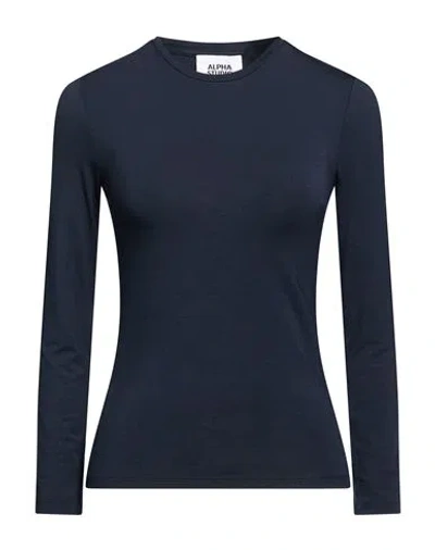 Alpha Studio Woman T-shirt Midnight Blue Size 10 Viscose, Elastane