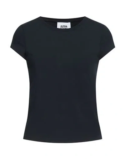Alpha Studio Woman T-shirt Midnight Blue Size 12 Cotton, Elastane