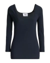 Alpha Studio Woman T-shirt Midnight Blue Size 6 Cotton, Elastane