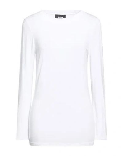 Alpha Studio Woman T-shirt White Size 8 Viscose, Elastane
