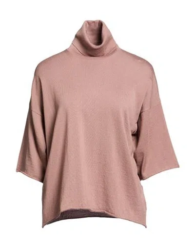 Alpha Studio Woman Turtleneck Antique Rose Size 6 Merino Wool In Pink