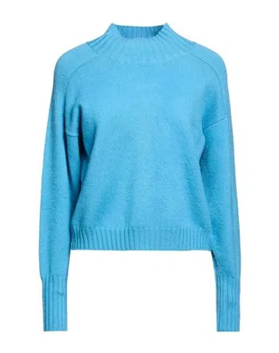 Alpha Studio Woman Turtleneck Azure Size 8 Virgin Wool In Blue