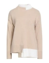 Alpha Studio Woman Turtleneck Beige Size 10 Wool, Viscose, Polyamide, Cashmere