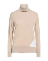 Alpha Studio Woman Turtleneck Beige Size 12 Wool, Viscose, Polyamide, Cashmere