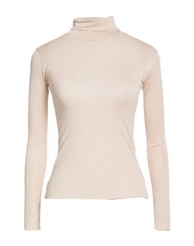 Alpha Studio Woman Turtleneck Beige Size 4 Cotton, Polyamide In Neutral