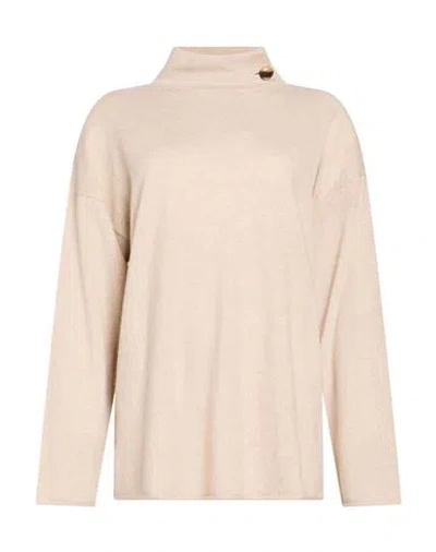 Alpha Studio Woman Turtleneck Beige Size 6 Cashmere In Animal Print